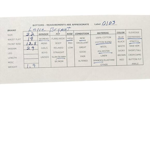 NWT Lane Bryant Women's Blue Stretch Distressed High Rise Skinny Jeans Size 22 - Picture 12 of 12